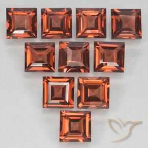 Gemas de Granate piropo Rojo claro natural de 4.07 ct, Cuadrado, VVS-VS