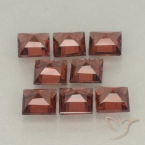 Gemas de Granate piropo Rojo medio natural de 3.42 ct, Cuadrado, VVS-VS