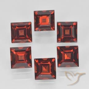 Gemas de Granate piropo Rojo medio natural de 2.96 ct, Cuadrado, VVS-VS