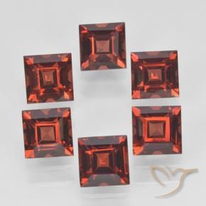Gemas de Granate piropo Rojo grosella natural de 3.10 ct, Cuadrado, VVS-VS