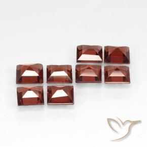Gemas de Granate piropo Rojo ladrillo natural de 2.93 ct, Cuadrado, VVS-VS