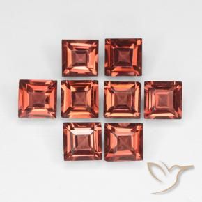 Gemas de Granate piropo Rojo ladrillo natural de 3.42 ct, Cuadrado, VVS-VS