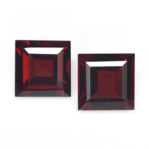 Gemas de Granate Piropo Rojo oscuro natural de 5.63 ct, Cuadrado, VVS-VS