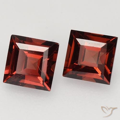 Gemas de Granate piropo Rojo escarlata intenso natural de 0.95 ct, Cuadrado, VVS-VS