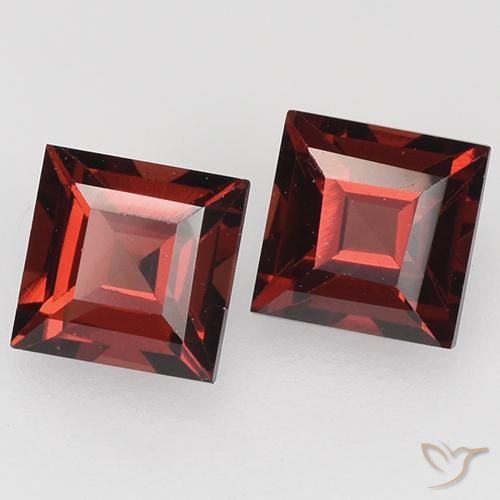 Gemas de granate piropo rojo natural de 1,05 ct, cuadrado, VVS-VS