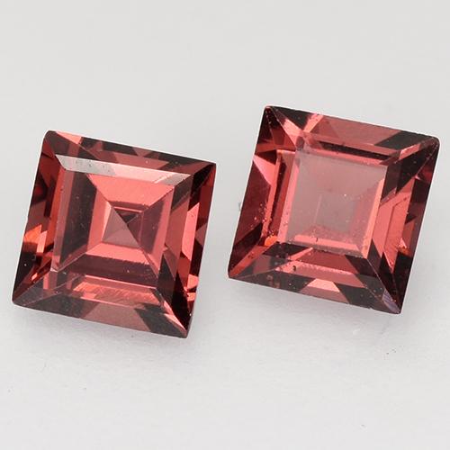 Gemas de granate piropo rojo natural de 0,92 ct, cuadrado, VVS-VS