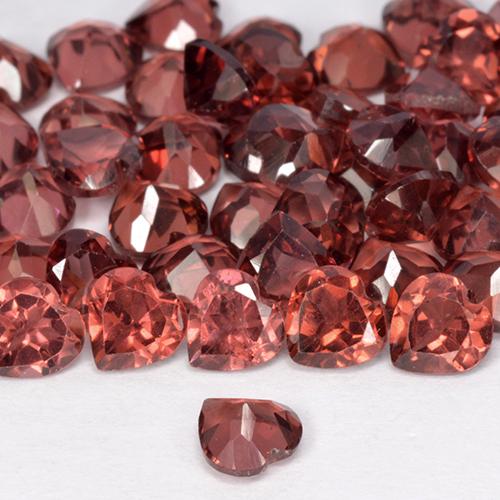 Gemas de Granate Piropo Rojo oscuro natural de 1.25 ct, Forma de corazón, VVS-VS