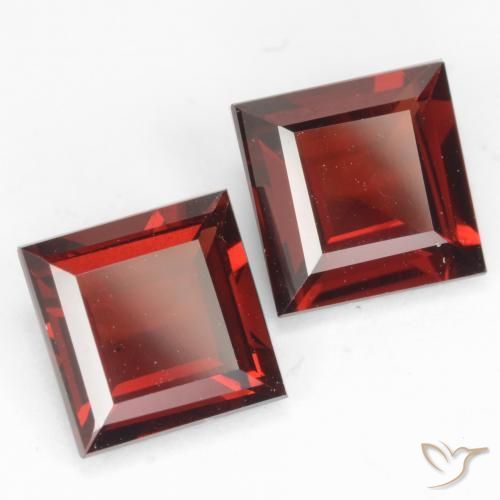 Gemas de Granate piropo Rojo grosella natural de 4.04 ct, Cuadrado, VVS-VS