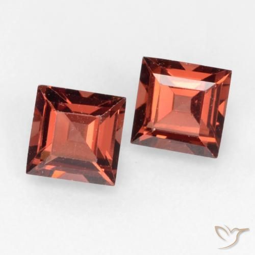 Gemas de Granate piropo Rojo ladrillo intenso natural de 0.89 ct, Cuadrado, VVS-VS