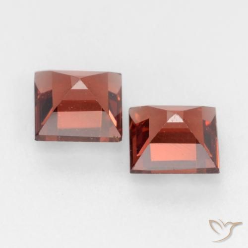 Gemas de Granate piropo Rojo ladrillo intenso natural de 0.89 ct, Cuadrado, VVS-VS