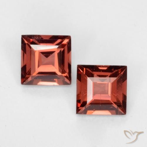 Gemas de Granate Piropo Rojo ladrillo intenso natural de 0.81 ct, Cuadrado, VVS-VS