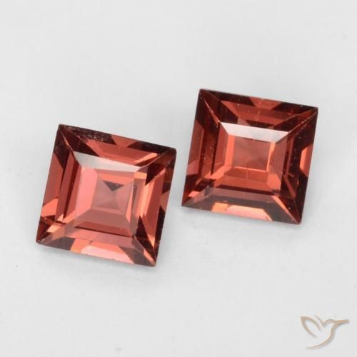 Gemas de Granate Piropo Rojo ladrillo intenso natural de 0.81 ct, Cuadrado, VVS-VS