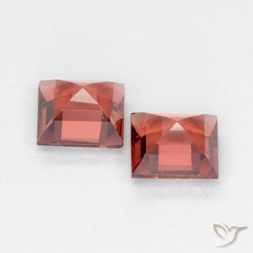 Gemas de Granate Piropo Rojo ladrillo intenso natural de 0.81 ct, Cuadrado, VVS-VS