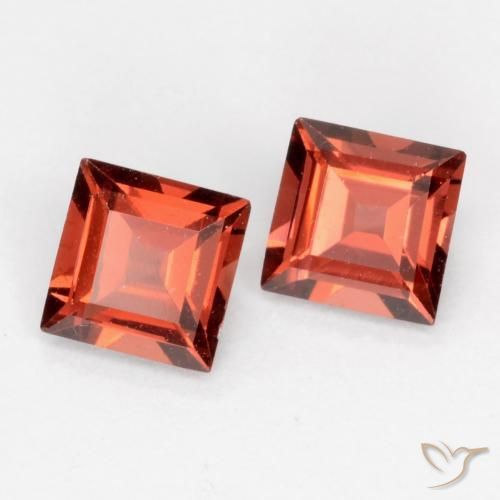 Gemas de Granate piropo Rojo escarlata natural de 0.88 ct, Cuadrado, VVS-VS
