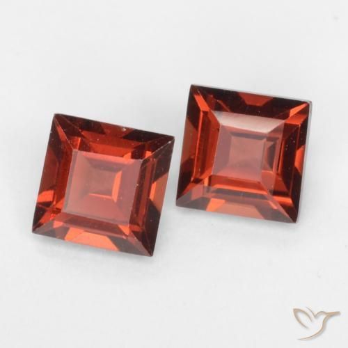 Gemas de Granate piropo Rojo medio natural de 1.00 ct, Cuadrado, VVS-VS