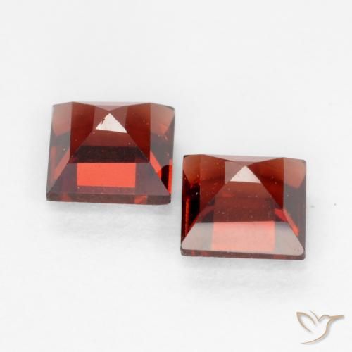 Gemas de Granate piropo Rojo grosella natural de 1.00 ct, Cuadrado, VVS-VS