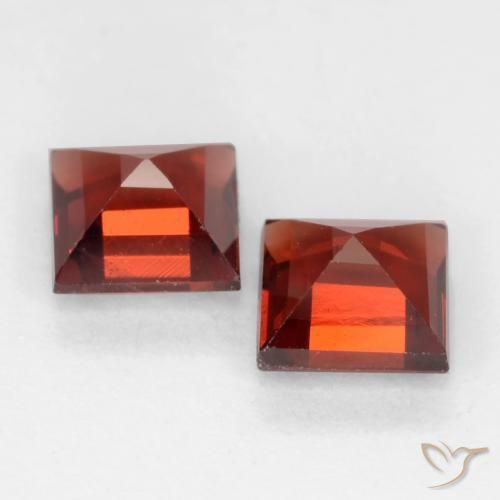 Gemas de Granate piropo Rojo grosella natural de 0.91 ct, Cuadrado, VVS-VS