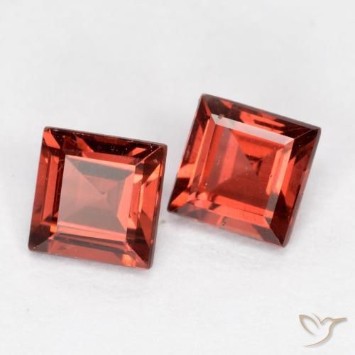 Gemas de Granate piropo Rojo medio natural de 1.09 ct, Cuadrado, VS