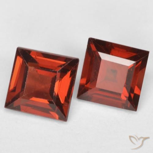 Gemas de Granate piropo Rojo grosella natural de 0.86 ct, Cuadrado, VS
