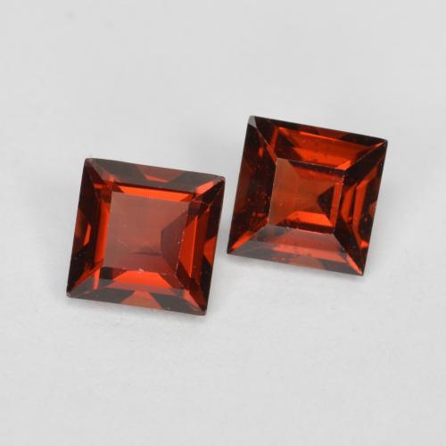 Gemas de granate piropo rojo natural de 0,89 ct, cuadrado, VS