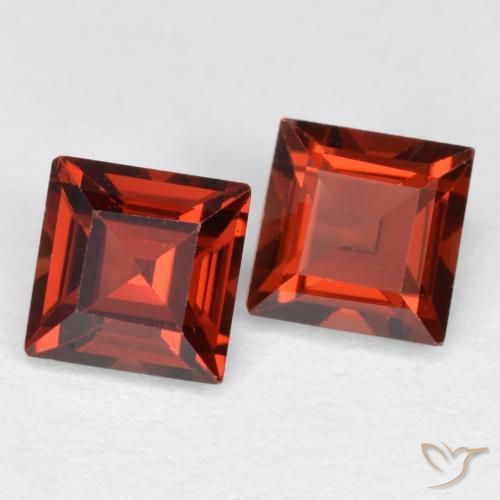 Gemas de Granate piropo Rojo grosella natural de 0.90 ct, Cuadrado, VS