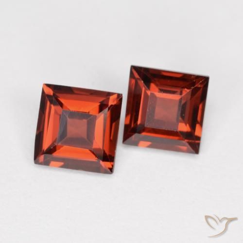 Gemas de Granate piropo Rojo grosella natural de 0.87 ct, Cuadrado, VS