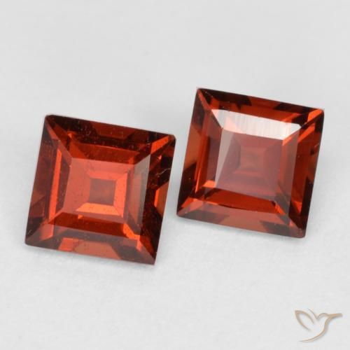Gemas de Granate piropo Rojo grosella natural de 0.91 ct, Cuadrado, VS