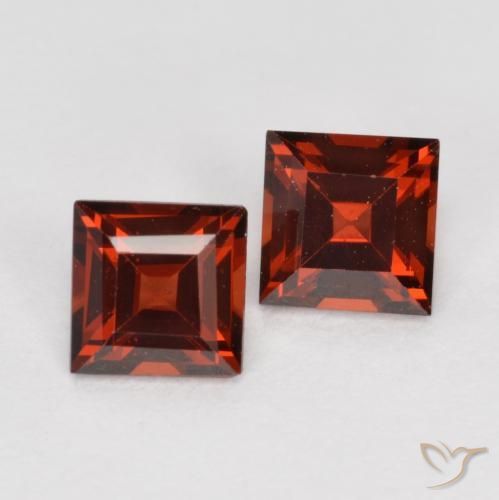 Gemas de granate piropo rojo natural de 0,84 ct, cuadrado, VS