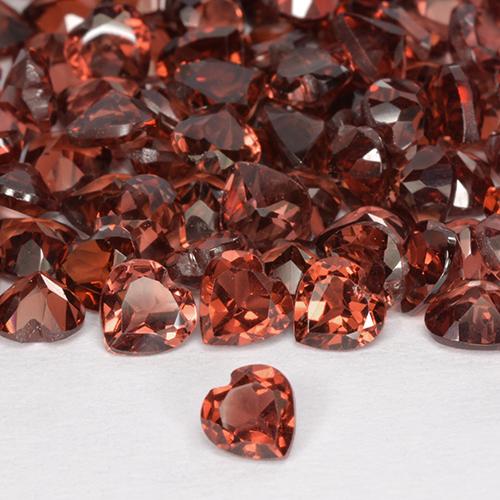 Gemas de granate piropo rojo natural de 1,42 ct, forma de corazón, VS