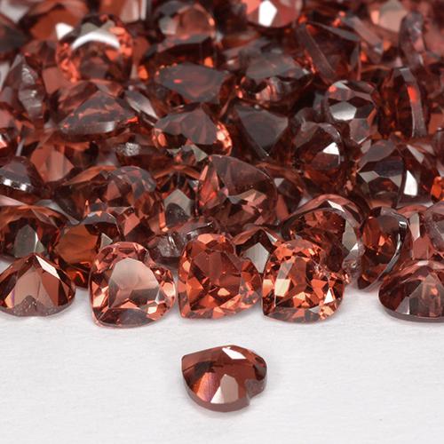 Gemas de granate piropo rojo natural de 1,42 ct, forma de corazón, VS