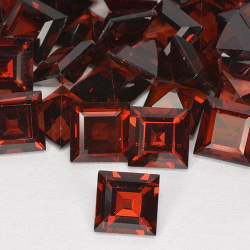 Granate piropo rojo natural de 1,47 ct, cuadrado, VVS-VS