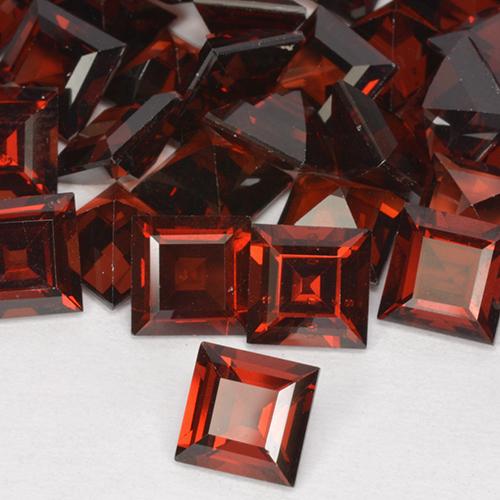 Granate piropo rojo natural de 1,47 ct, cuadrado, VVS-VS
