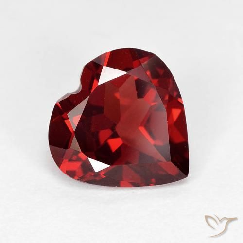 Granate piropo rojo natural de 1,92 ct, forma de corazón, VVS