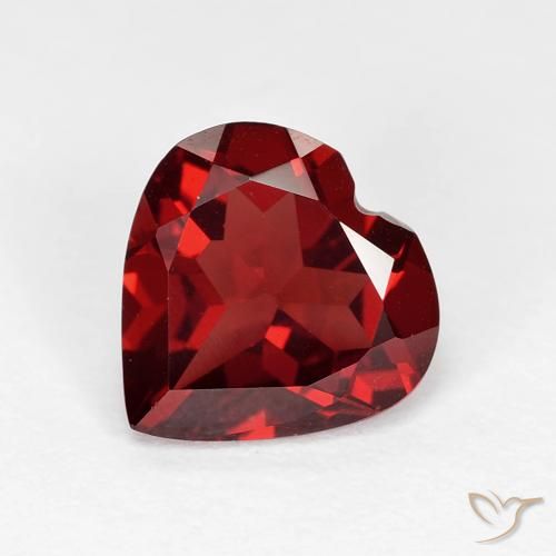 Granate piropo rojo natural de 1,92 ct, forma de corazón, VVS