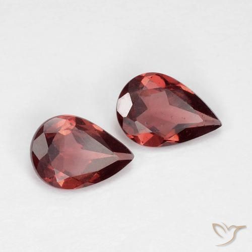Gemas de Granate piropo Rojo escarlata intenso natural de 1.22 ct, En forma de pera, VS