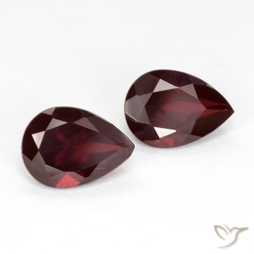 Gemas de Granate piropo Rojo oscuro natural de 1.85 ct, En forma de pera, VVS-VS