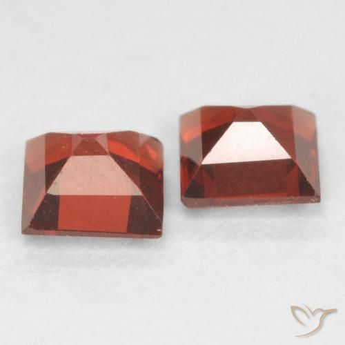 Gemas de Granate piropo Rojo grosella natural de 0.94 ct, Cuadrado, VVS-VS