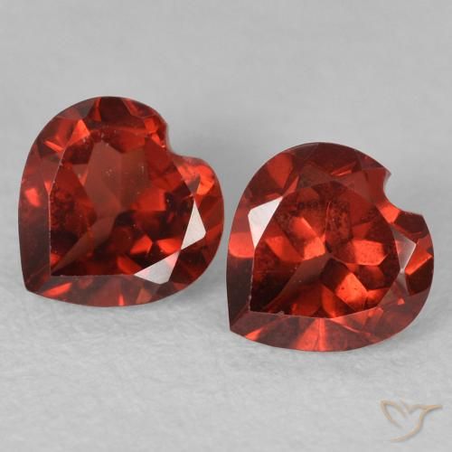 Gemas de Granate piropo Rojo claro natural de 1.27 ct, Corazón, VVS-VS