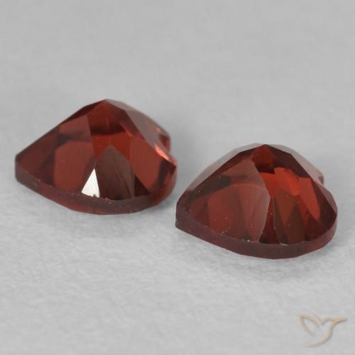 Gemas de Granate piropo Rojo claro natural de 1.27 ct, Corazón, VVS-VS