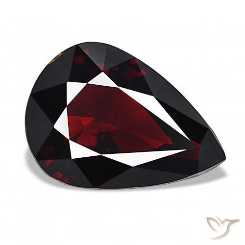 Granate piropo Rojo negruzco natural de 13.92 ct, En forma de pera, VS