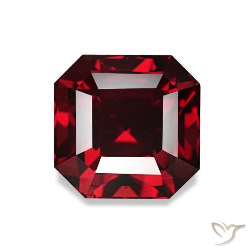 Granate piropo rojo natural de 2,01 ct, corte esmeralda, VS