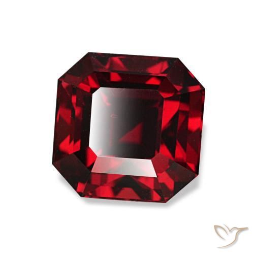 Granate piropo rojo natural de 2,01 ct, corte esmeralda, VS