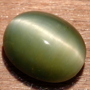 Cuarzo Ojo de Gato Verde natural de 6.71 ct, Corte Óvalo, Opaco