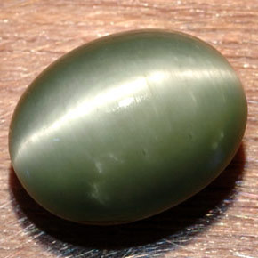 Quartz cat's eye verde natural de 8,58 ct, corte óvalo, opaco