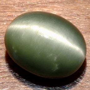 Quartz cat's eye verde natural de 8,58 ct, corte óvalo, opaco