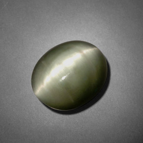 Quartz cat's eye verde natural de 7,45 ct, corte óvalo, opaco