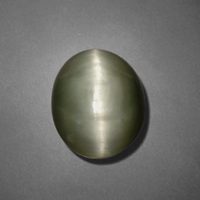 Quartz cat's eye verde natural de 7,45 ct, corte óvalo, opaco