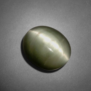 Quartz cat's eye verde natural de 7,45 ct, corte óvalo, opaco