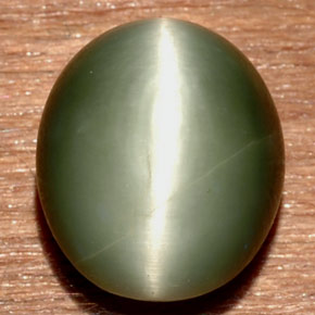 Quartz cat's eye verde natural de 7,32 ct, corte óvalo, opaco