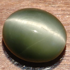 Quartz cat's eye verde natural de 7,32 ct, corte óvalo, opaco